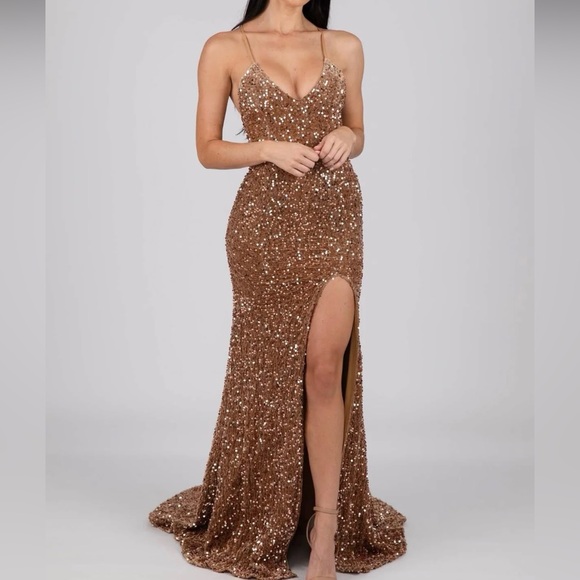 Sequin Long Party Dress - Picture 1 of 5